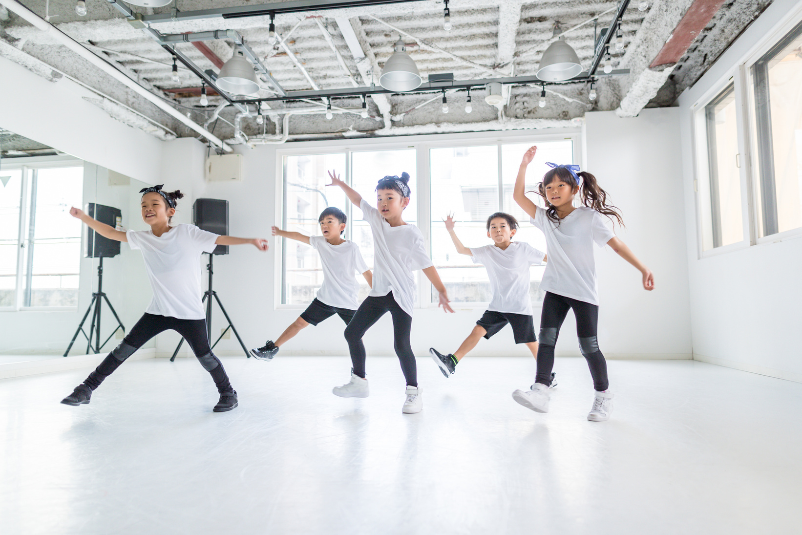 Children dancers dancing in a dance studio